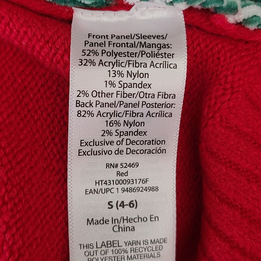 Holiday Time Womens Sz Small Holiday Christmas Knit Ugly Sweater Red w Headband - Picture 7 of 12